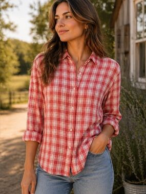 Plaid Lightly Lined Button Front Shirt
